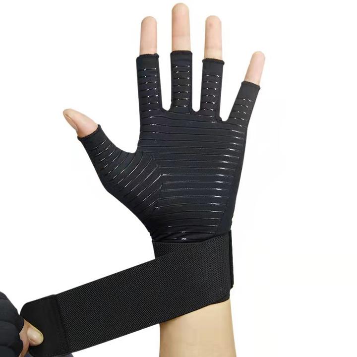 Copper fiber pressurized half-finger gloves Outdoor sports fitness training wrist gloves Manufacturer and Supplier