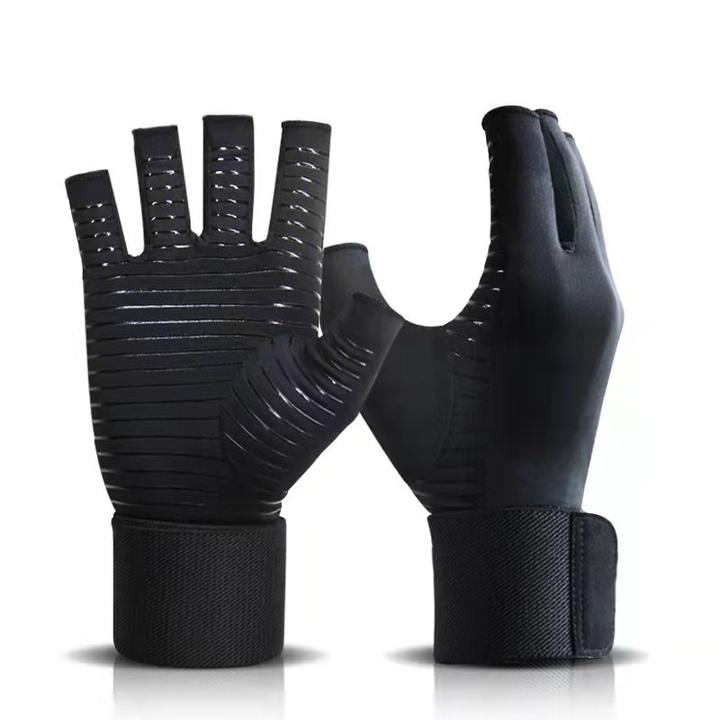 Copper fiber pressurized half-finger gloves Outdoor sports fitness training wrist gloves Manufacturer and Supplier