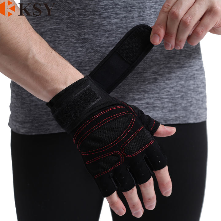 Custom Made Anti-Slip Weight Lifting Cross Training Bodybuilding Gym Fitness Workout Gloves with Wrist Wraps High-Volume Manufacturing