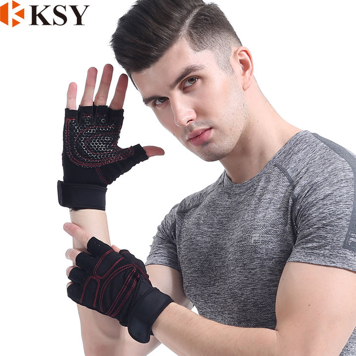 Custom Made Anti-Slip Weight Lifting Cross Training Bodybuilding Gym Fitness Workout Gloves with Wrist Wraps High-Volume Manufacturing