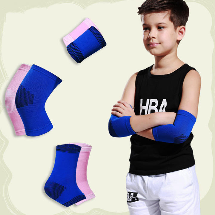 Double Color Optional Four Sets of Child Protection Gear Knee Pads Comfortable Knee Sleeves for Sports