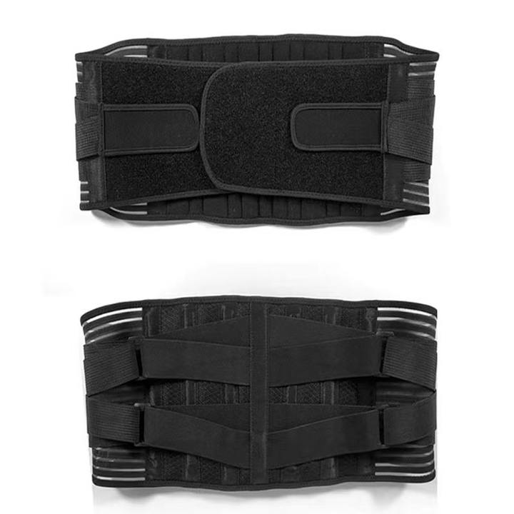 Double Pull Breathable Brace Lumbar Back Belt Function waist support 4 steel plates support the waist  fish silk fabric