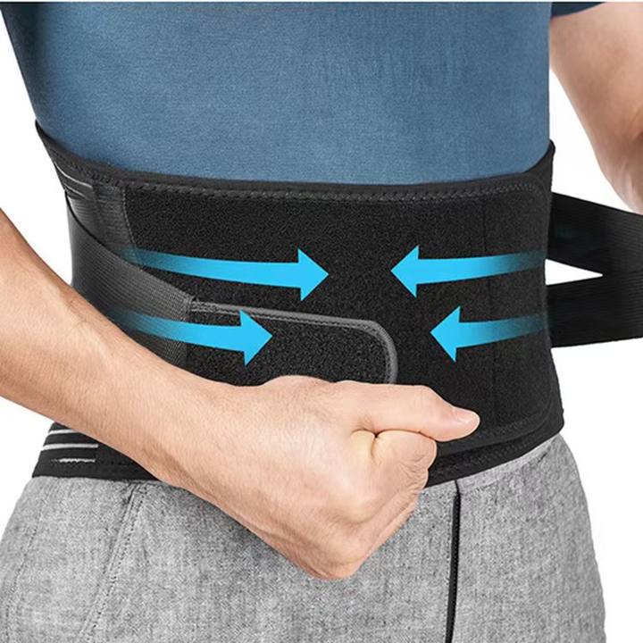 Double Pull Breathable Brace Lumbar Back Belt Function waist support 4 steel plates support the waist  fish silk fabric