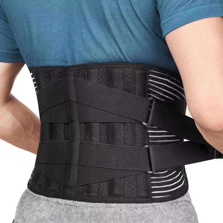 Double Pull Breathable Brace Lumbar Back Belt Function waist support 6 steel plates support the waist  fish silk fabric OEM Wholesale Outlet