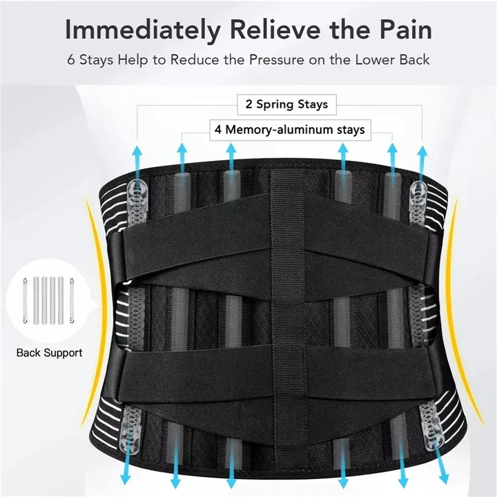 Double Pull Breathable Brace Lumbar Back Belt Function waist support 6 steel plates support the waist  fish silk fabric OEM Wholesale Outlet