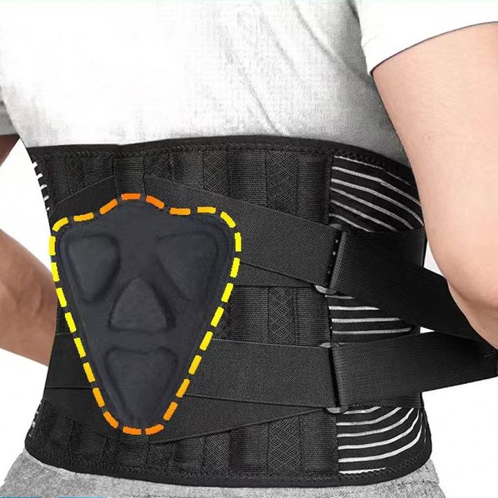 Double Pull Breathable Brace Lumbar Back Belt Function waist support with 6 steel stays, removable pad