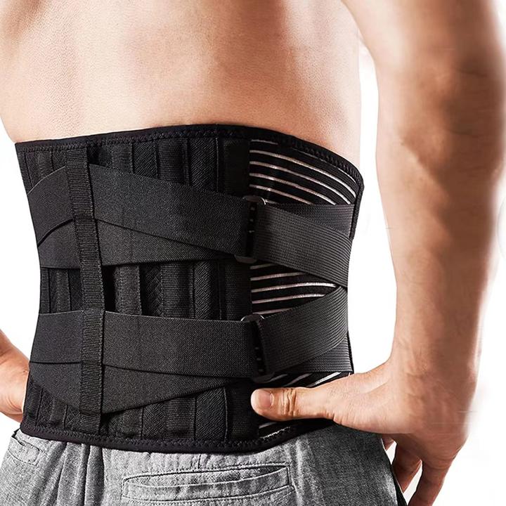 Double Pull Breathable Brace Lumbar Back Belt Function waist support with 6 steel stays, removable pad