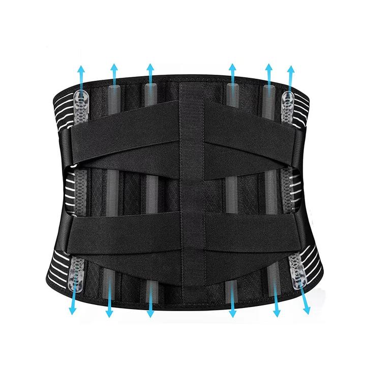 Double Pull Breathable Brace Lumbar Back Belt Function waist support with 6 steel stays, removable pad