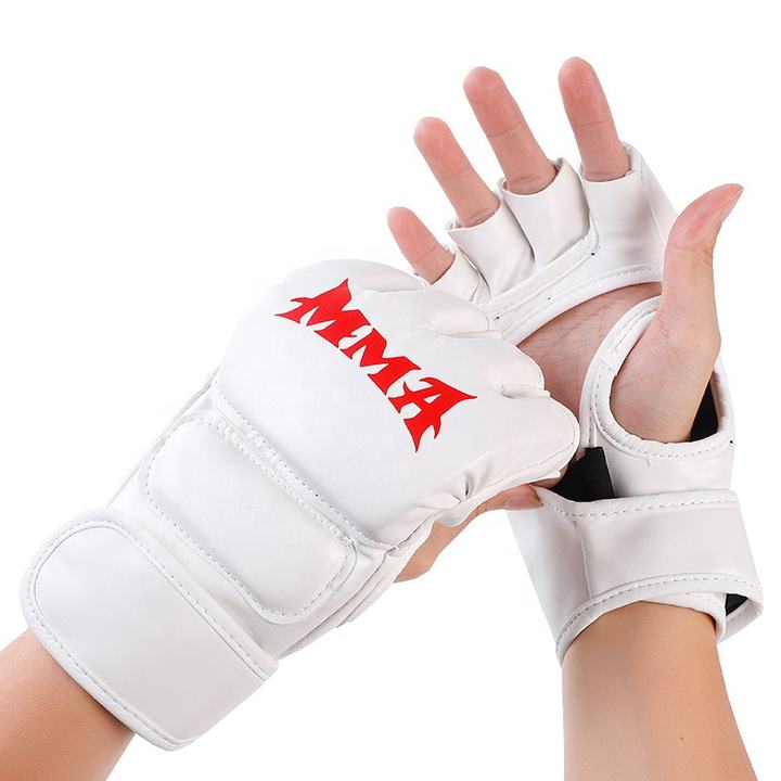 Factory Supply logo high quality Professional PU leather Half Finger MMA Boxing Training Gloves