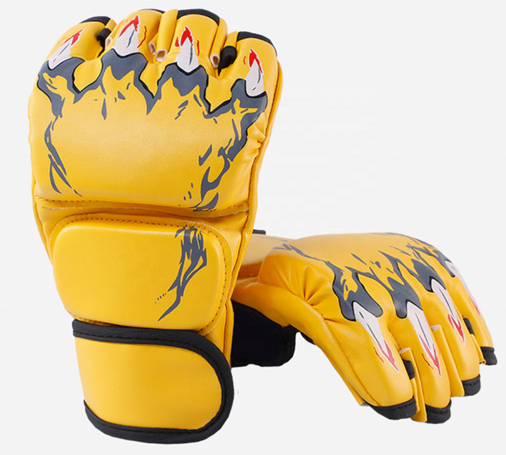 Factory Supply logo high quality Professional PU leather Half Finger MMA Boxing Training Gloves