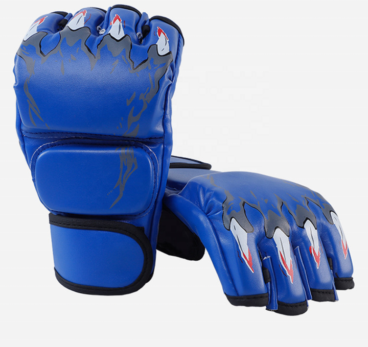 Factory Supply logo high quality Professional PU leather Half Finger MMA Boxing Training Gloves