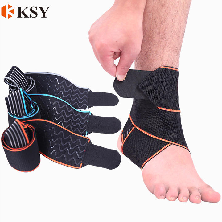 Fashion Fitness Bandage Wrap Sports Ankle Brace Anti Sprain Silicone Anti Slip Elastic Pressurizing Bandage Bulk Manufacturing Processing