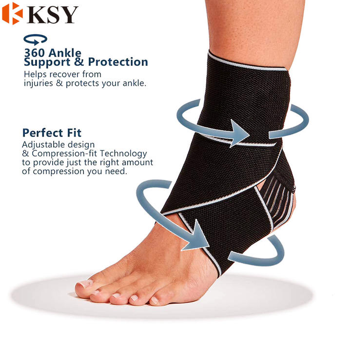Fashion Fitness Bandage Wrap Sports Ankle Brace Anti Sprain Silicone Anti Slip Elastic Pressurizing Bandage Bulk Manufacturing Processing