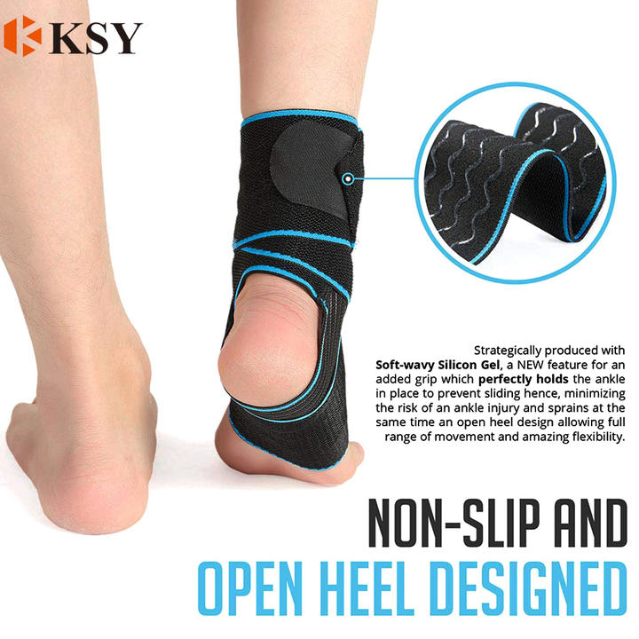 Fashion Fitness Bandage Wrap Sports Ankle Brace Anti Sprain Silicone Anti Slip Elastic Pressurizing Bandage Bulk Manufacturing Processing