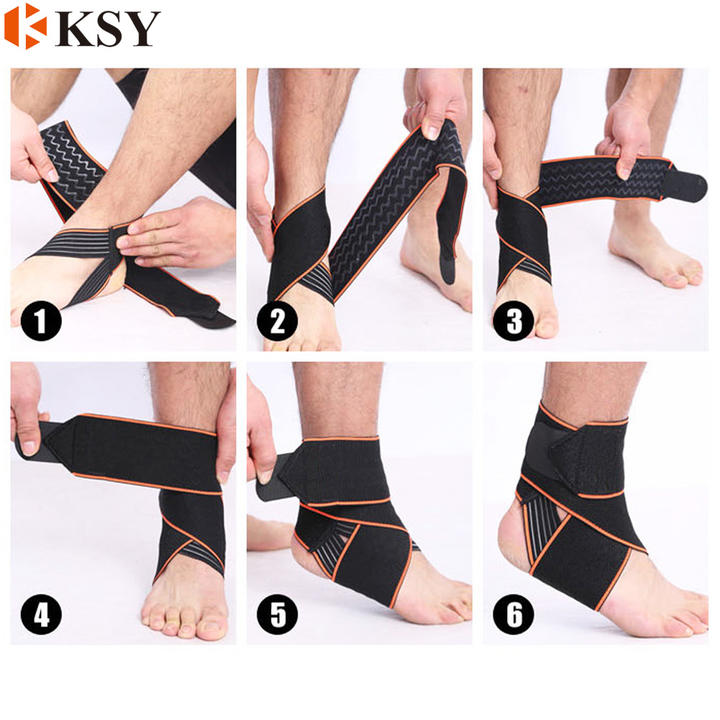 Fashion Fitness Bandage Wrap Sports Ankle Brace Anti Sprain Silicone Anti Slip Elastic Pressurizing Bandage Bulk Manufacturing Processing