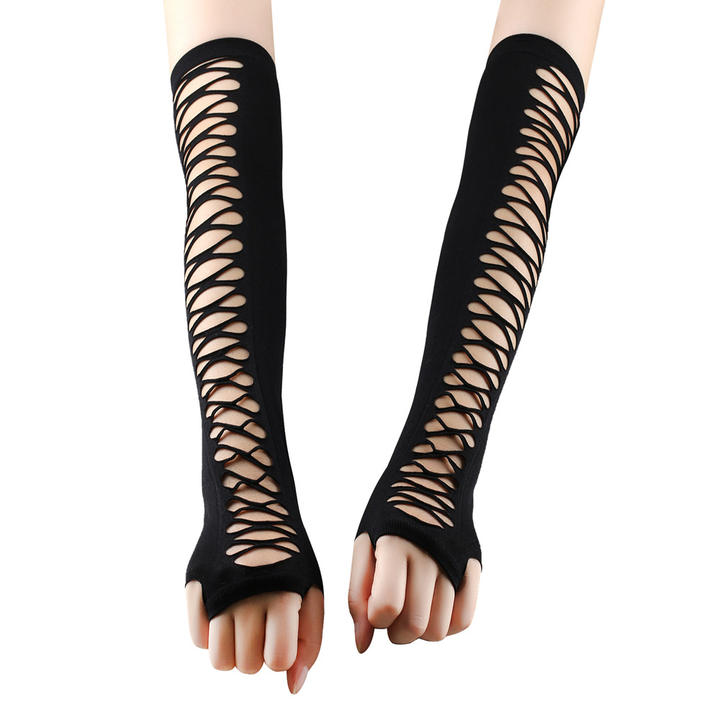 Fishnet Fingerless Long Gloves Leg Arm Cuff Party Wear Fancy Dress Dance Mesh Gloves