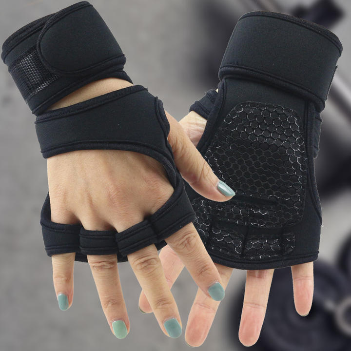 Fitness half Guide Body up Grip with dumbbell Male sports equipment wrist gloves Female hard pull barbell gloves