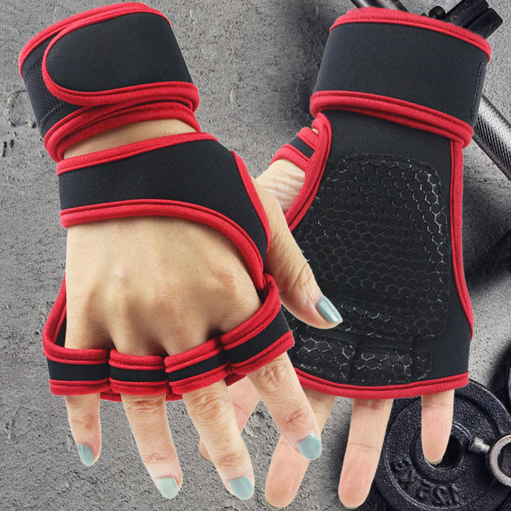 Fitness half Guide Body up Grip with dumbbell Male sports equipment wrist gloves Female hard pull barbell gloves