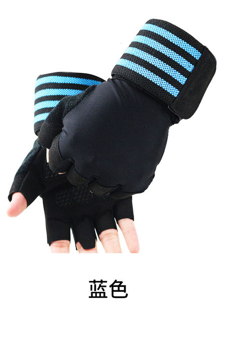 Fitness sports long wristband anti slip half finger gloves male training pull up horizontal bar wristband gloves Product Manufacturing