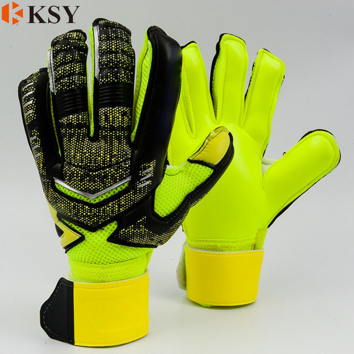 Goalkeeper Gloves with Finger Guard Football Goalkeepers Children Adult Gloves with heavy latex to protect fingers Manufacturer and Supplier