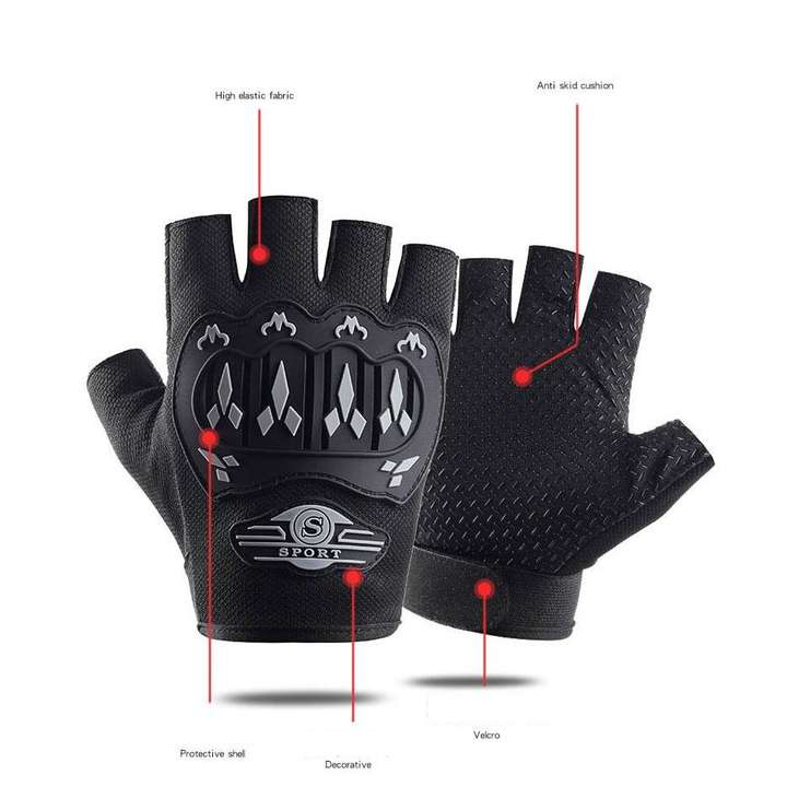 Half finger anti-slip wear resistant hard shell protection sports motorcycle bicycle riding gloves