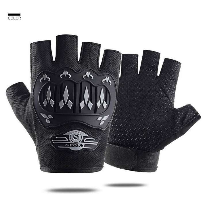 Half finger anti-slip wear resistant hard shell protection sports motorcycle bicycle riding gloves