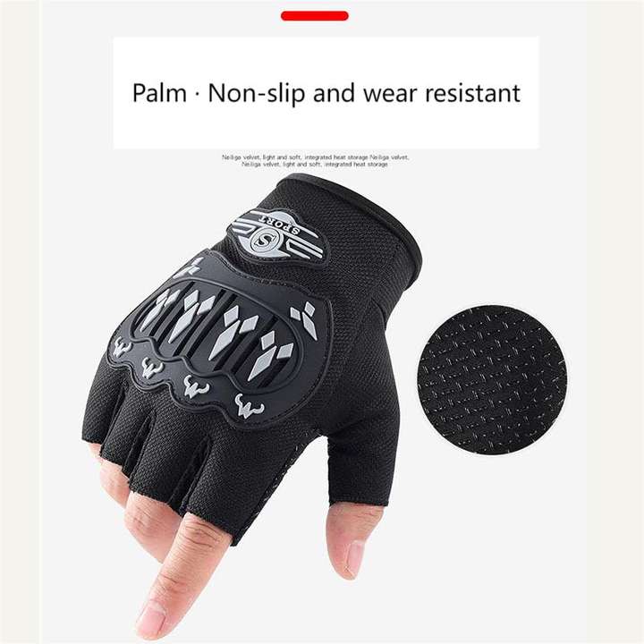 Half finger anti-slip wear resistant hard shell protection sports motorcycle bicycle riding gloves