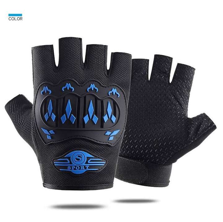 Half finger anti-slip wear resistant hard shell protection sports motorcycle bicycle riding gloves