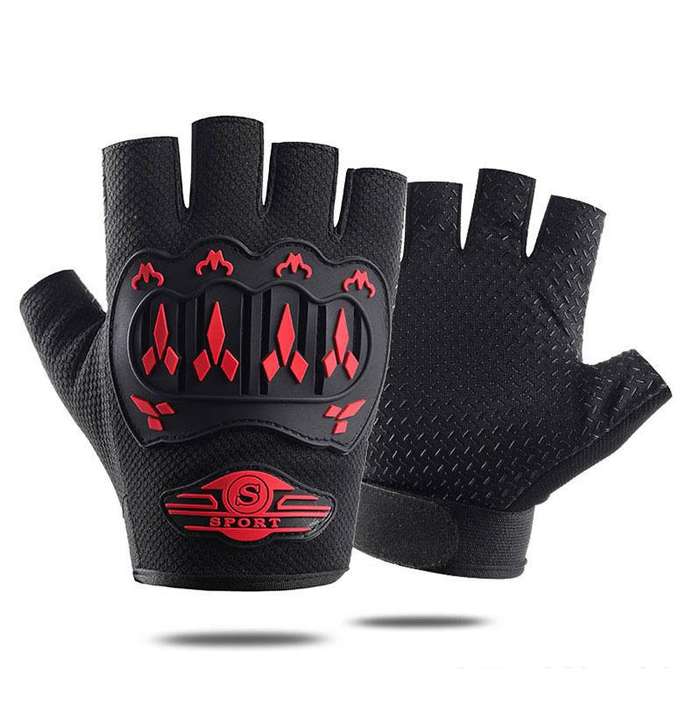 Half finger anti-slip wear resistant hard shell protection sports motorcycle bicycle riding gloves