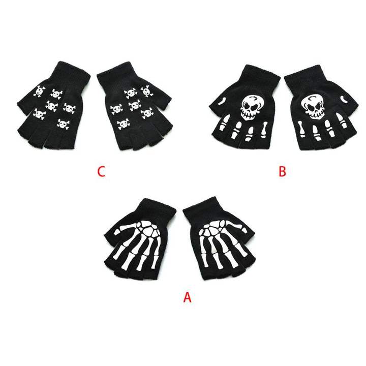 Halloween Horror Claw   Bone Skeleton Goth Anti Skid Rubber Non Slip Racing Riding Cycling Touch Screen Sports Winter Gloves Wholesale Factory Customization