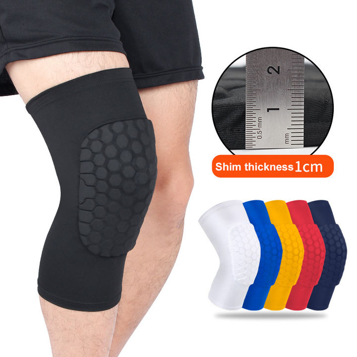 High elastic Honeycomb protection pad long leg compression sleeve basketball knee brace