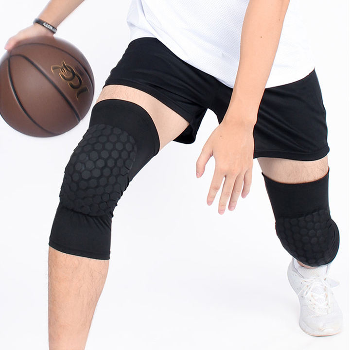 High elastic Honeycomb protection pad long leg compression sleeve basketball knee brace