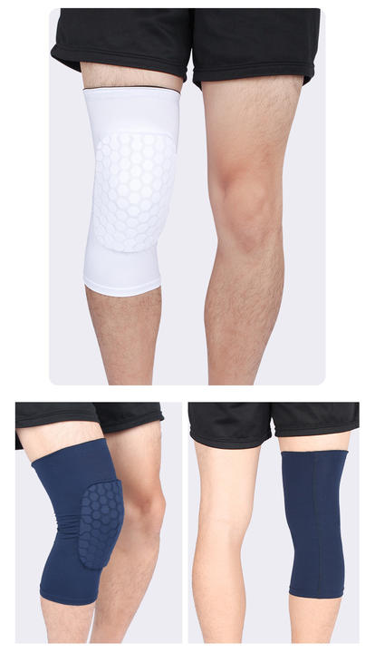 High elastic Honeycomb protection pad long leg compression sleeve basketball knee brace