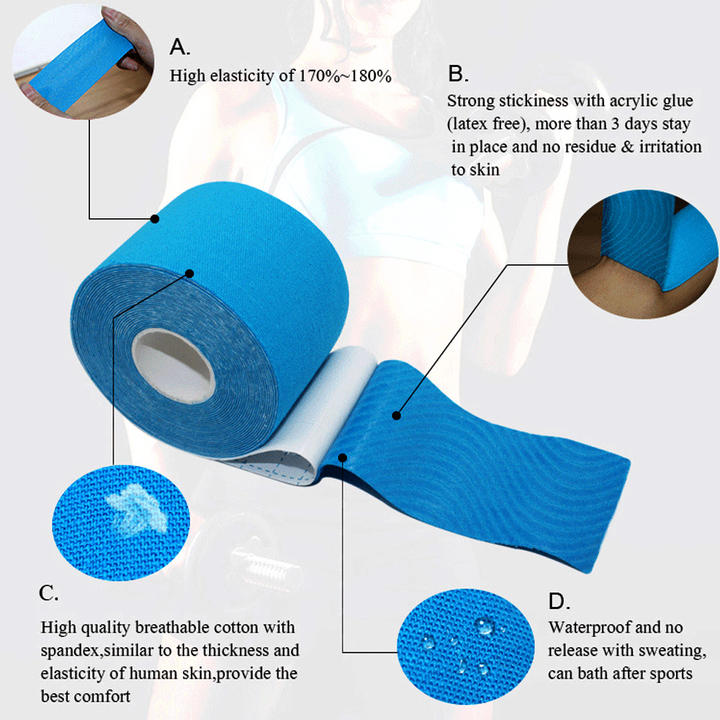 High quality Kinesiology tape muscle stick elastic sports tape waterproof bandage multi-size multi-color Mass Market Wholesale