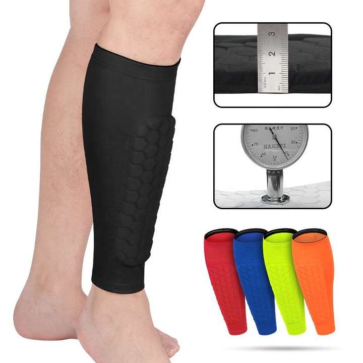 Honeycomb Football Leg Strap Brace Support Pads Calf Compression Sleeve Soccer Shin Guard Direct Trade Wholesale