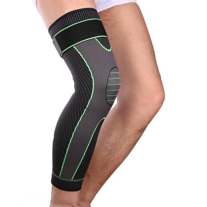 KSY Lengthen Stripe Sports Knee Protector Pads Non Slip Bandage Leg Support Leggings Long Knee Pads Knee Warm Sleeve Custom Factory Production Trade