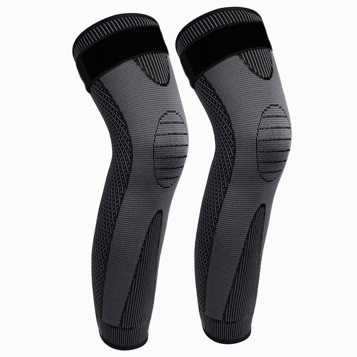 KSY Lengthen Stripe Sports Knee Protector Pads Non Slip Bandage Leg Support Leggings Long Knee Pads Knee Warm Sleeve Custom Factory Production Trade