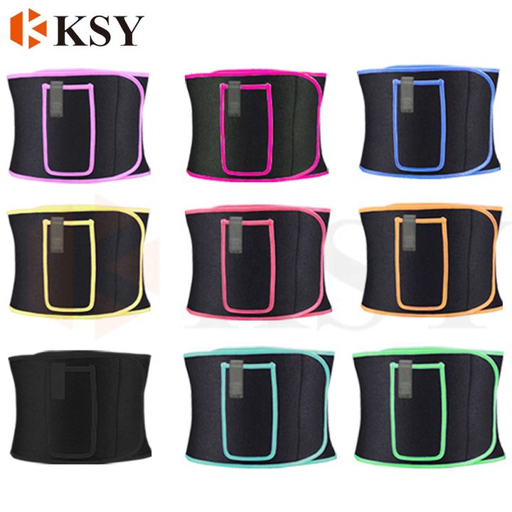 KSY hot selling tummy belt sweet waist trimmer sweat belt for weight loss with pocket China Factory Direct Export