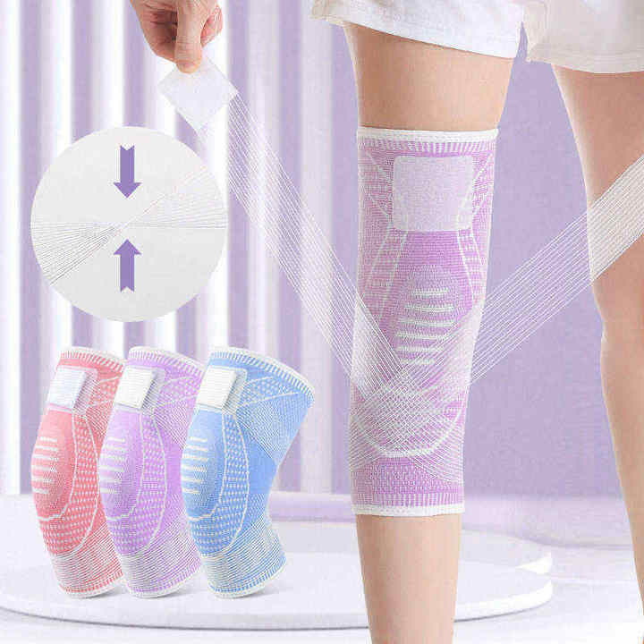 Knitted anti-collision Adjustable Thick High Elastic Anti Slip Nylon Knee Brace With Belt for man and woman