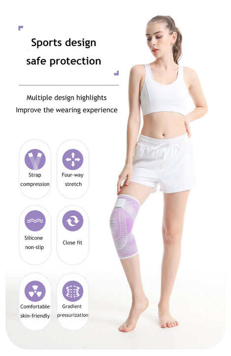 Knitted anti-collision Adjustable Thick High Elastic Anti Slip Nylon Knee Brace With Belt for man and woman