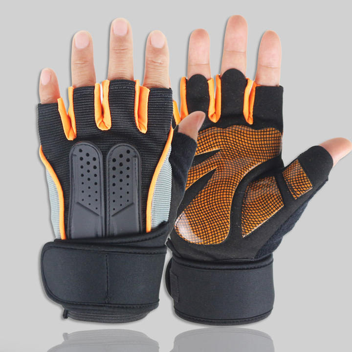 Long wrist brace fitness half-finger gloves Outdoor roller skating dumbbell weight lifting gloves Made in China Factory