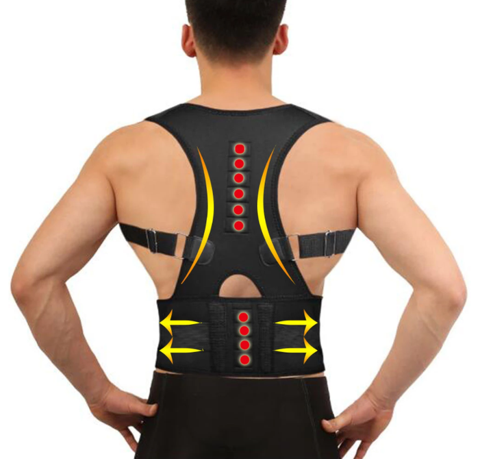 Magnetic  Spine Pain Relief  Support Posture Back Corrector Black