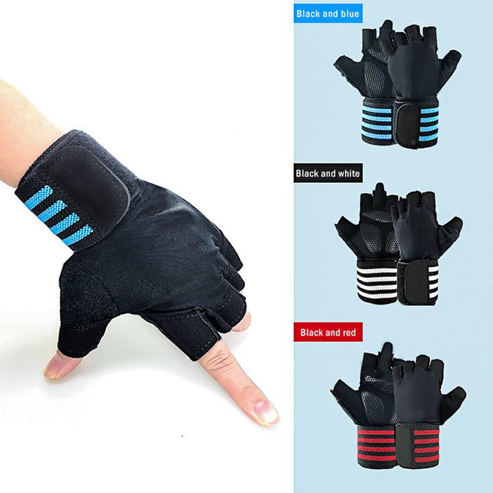 Men Women Dumbbell Weight Lifting Gloves Gym Half Finger Fitness Wrist Wrap Sport Gloves Fingerless Protect Wrist Cycling Gloves