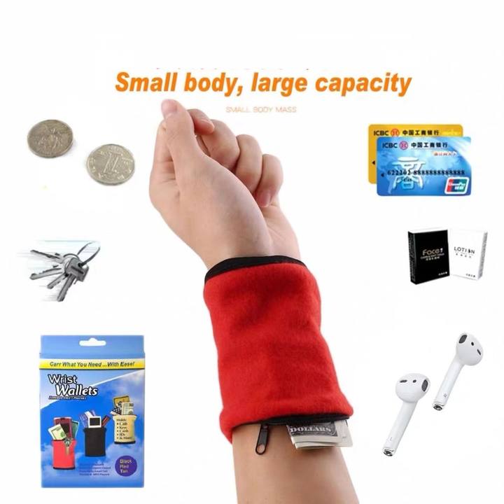 Multi-function Outdoor Gym Cycling Hiking Wrist support with pocket  Absorption Travel Sport Wrist Wallet Storage With Zipper Manufacturing Firm