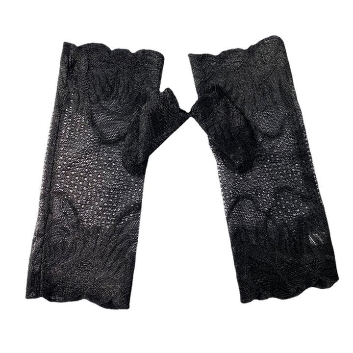 New Fashion Lace Sunscreen Half Finger Gloves Breathable Cosplay Fingerless Lace Gloves Thin Sexy Seduction Mesh Lace Gloves Bulk Wholesale