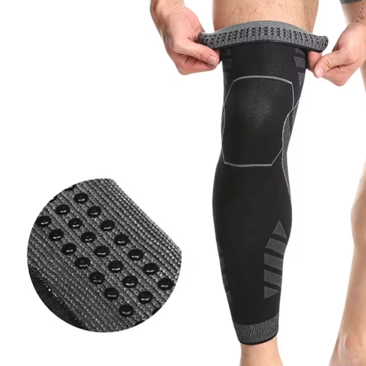 Nylon Knitted Antiskid Compression Gym Sports Leg Protector Basketball Running Long Knee Sleeves Leggings Guard Support Brace Wholesale Factory Customization