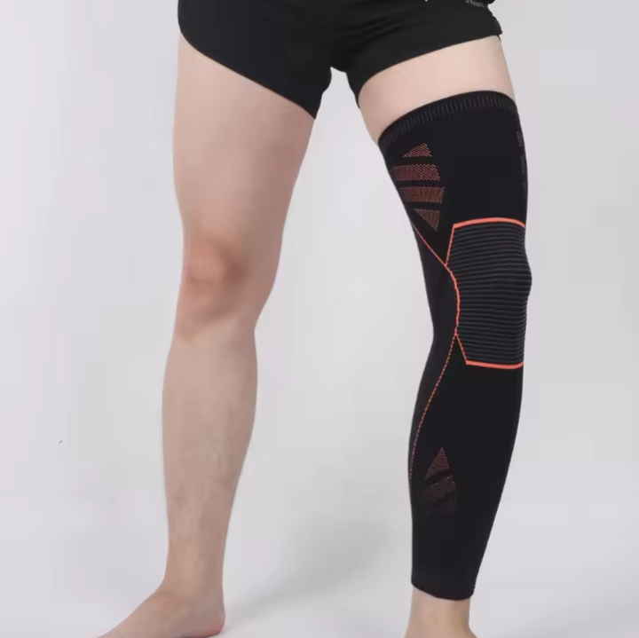 Nylon Knitted Antiskid Compression Gym Sports Leg Protector Basketball Running Long Knee Sleeves Leggings Guard Support Brace Wholesale Factory Customization