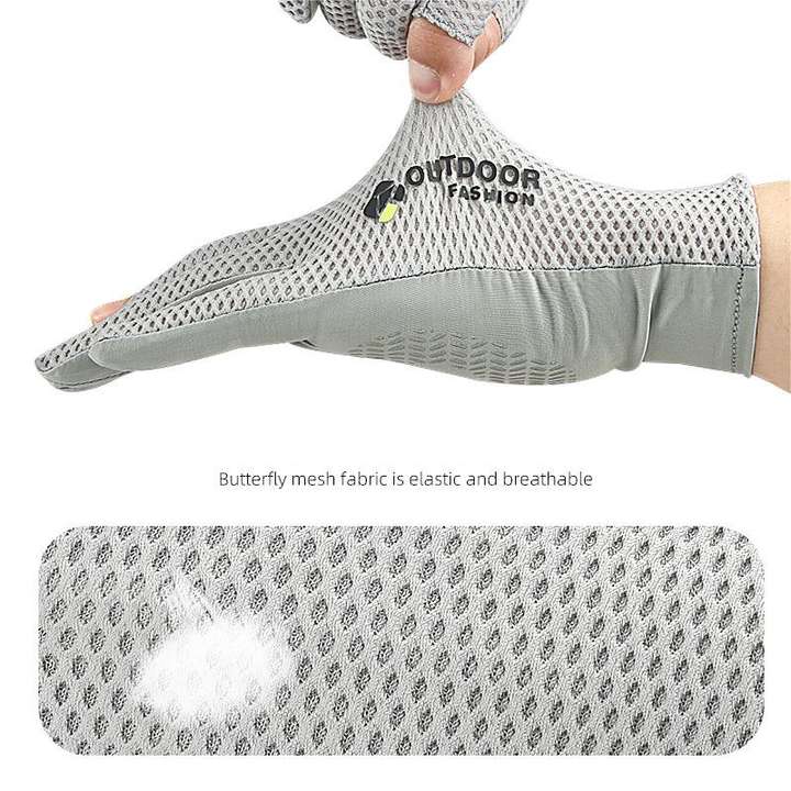 Outdoor mesh breathable gloves Thin leaky finger fishing non-slip quick dry cycling fitness gloves Factory to Consumer Services