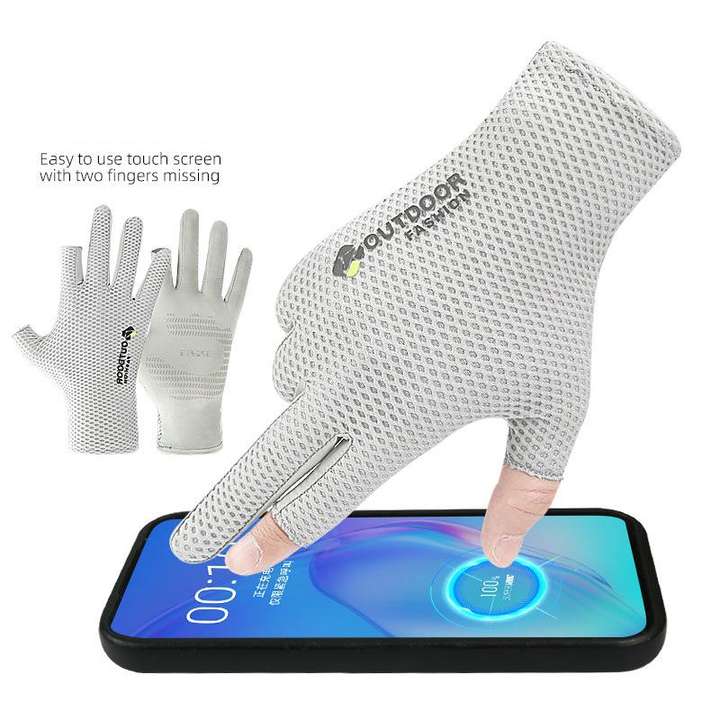 Outdoor mesh breathable gloves Thin leaky finger fishing non-slip quick dry cycling fitness gloves Factory to Consumer Services
