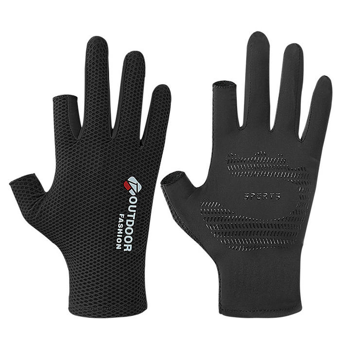 Outdoor mesh breathable gloves Thin leaky finger fishing non-slip quick dry cycling fitness gloves Factory to Consumer Services